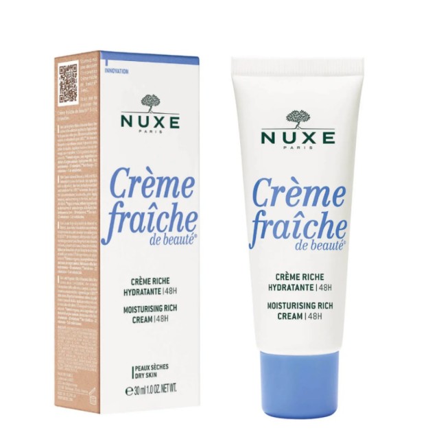 Nuxe Creme Fraiche de Beaute Moisturising Rich Cream 30ml (48ωρη Ενυδατική Κρέμα Προσώπου Πλούσιας Υφής για Ξηρή Επιδερμίδα)