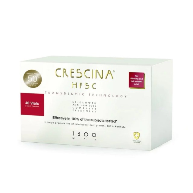 Crescina HFSC Complete Man 1300 40x3,5ml (Ολοκληρωμένη Αγωγή για Άνδρες με Αραίωση Μαλλιών σε Προχωρημένο Στάδιο & Πολύ Έντονη Τριχόπτωση)