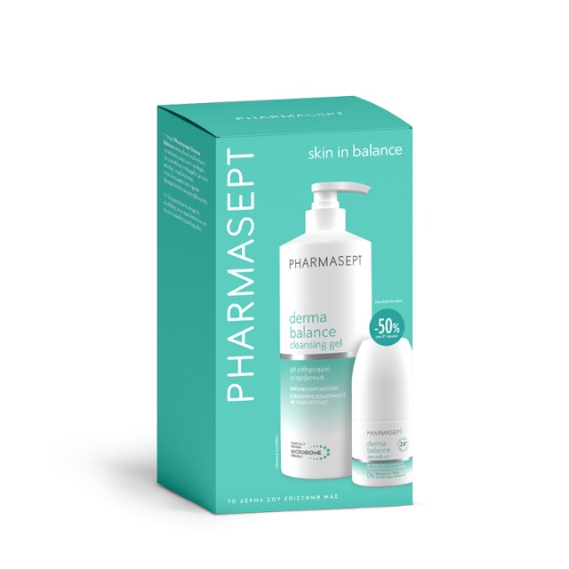Pharmasept SET Derma Balance Cleansing Gel 500ml & Deo Roll-On 50ml (ΣΕΤ με Τζελ Καθαρισμού & Αποσμητικό Roll-On)