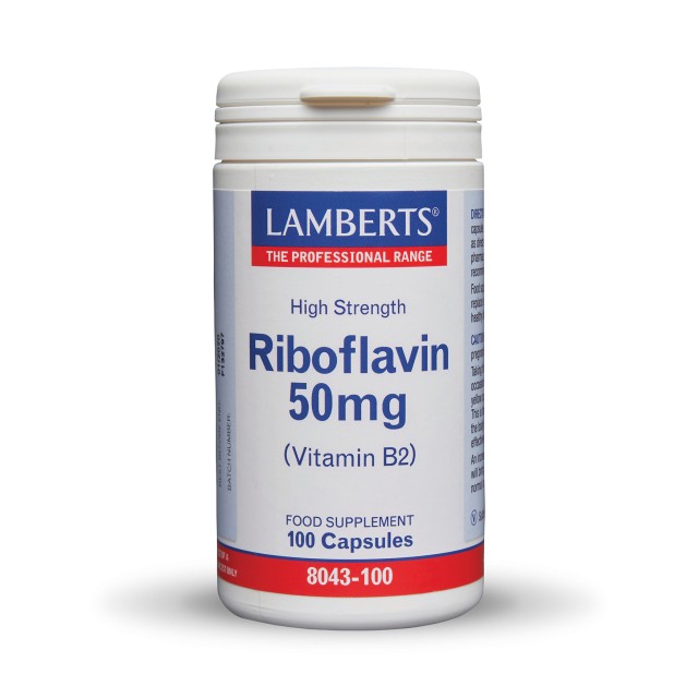 Lamberts Riboflavin 50mg 100cap (Ριβοφλαβίνη - Βιταμίνη B2 Υψηλής Ισχύος)