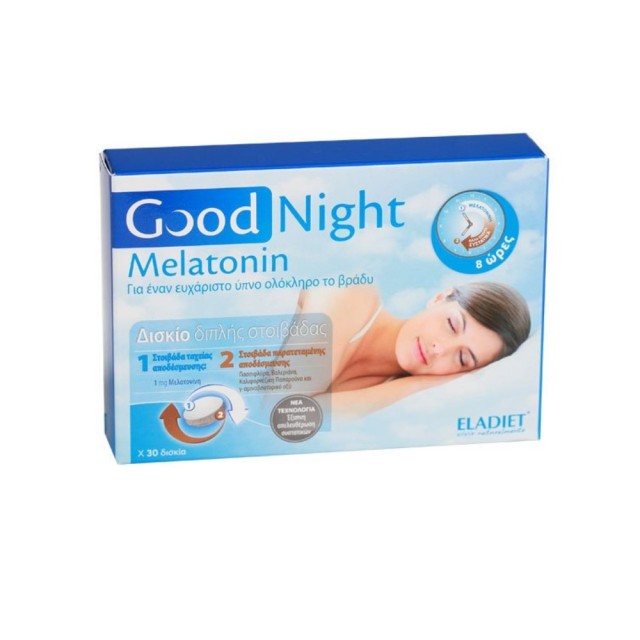 Eladiet Good Night Melatonin 1mg 30tabs (Συμπλήρωμα Διατροφής με Μελατονίνη 30ταμπ)
