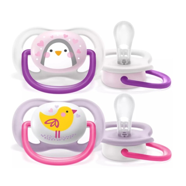 Avent Ultra Air Animals SCF080/06 0-6m (Ελαφριά Πιπίλα Σιλικόνης 0-6m 2τεμ & Θήκη)