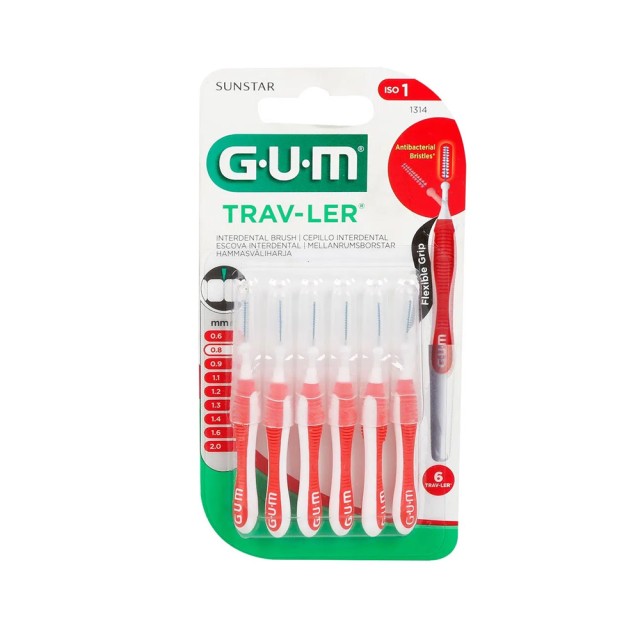 Gum Trav-Ler Interdental Brush Red 0,8mm 6 τεμ (1314)