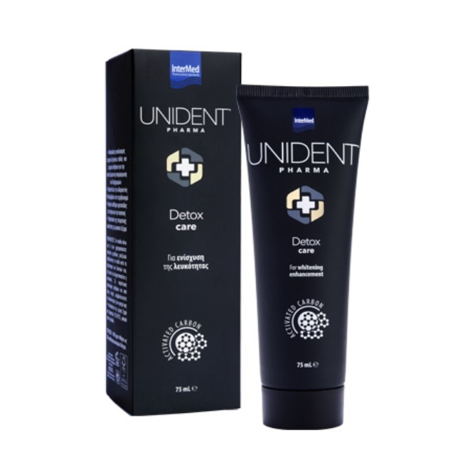 Unident Pharma Detox Care Toothpaste 75ml (Λευκαντική Οδοντόπαστα με Ενεργό Άνθρακα)