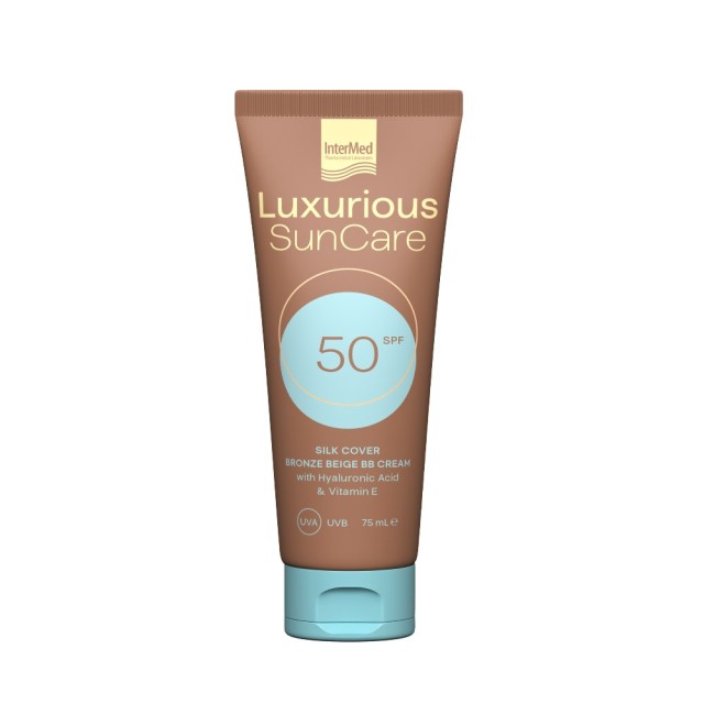 Intermed Luxurious Sun Care Silk Cover Bronze With Hyaluronic Acid SPF50 75ml (Αντηλιακή Κρέμα Προσώ