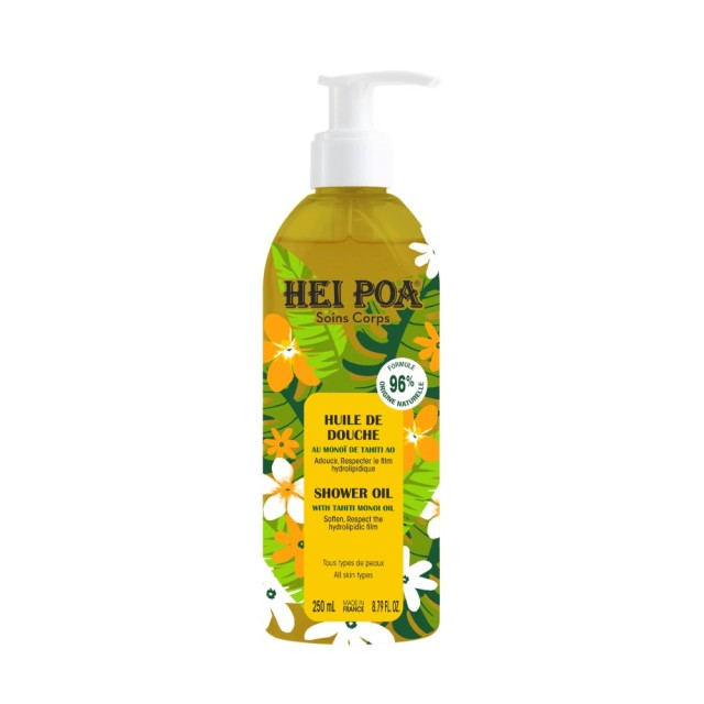 Hei Poa Shower Oil Tahiti Monoi Oil 250ml (Λάδι Καθαρισμού για το Ντους για Πρόσωπο & Σώμα με Μονόι Ταϊτής)