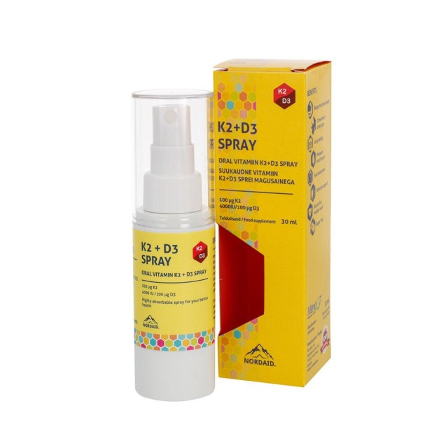Nordaid K2+D3 Oral Spray 30ml (Συμπλήρωμα Διατροφής σε Yπογλώσιο Spray με Βιταμίνη D3 & K2)