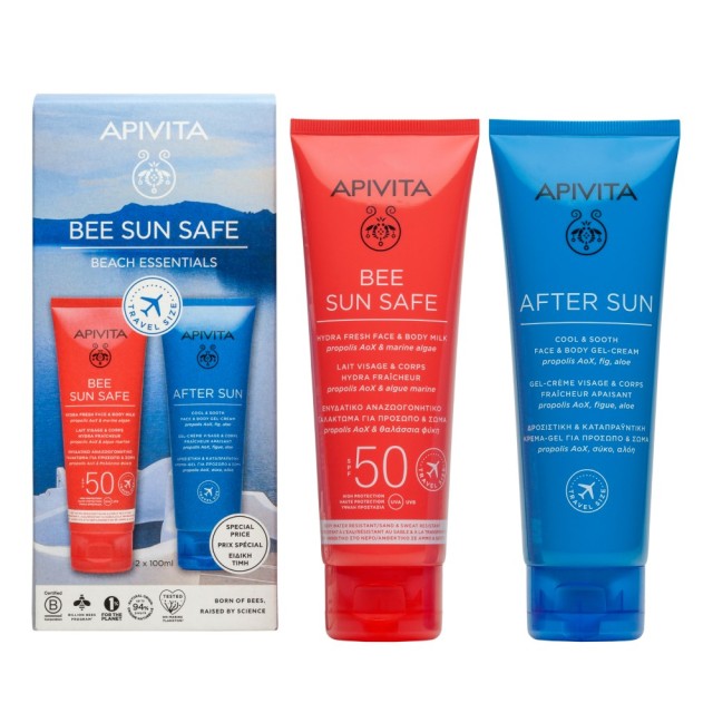 Apivita SET Bee Sun Safe Hydra Fresh Face & Body Milk SPF50 100ml & ΔΩΡΟ Bee Sun Safe After Sun Cool & Sooth Face & Body Gel Cream 100ml (ΣΕΤ με Ενυδατικό Αντηλιακό Γαλάκτωμα για Πρόσωπο & Σώμα & ΔΩΡΟ After Sun)