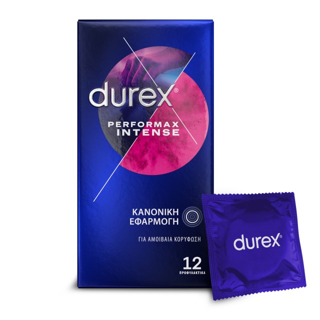 Durex Perfomax Intense 12τεμ (Προφυλακτικά με Κουκκίδες, Ραβδώσεις & Επιβραδυντικό Τζελ)