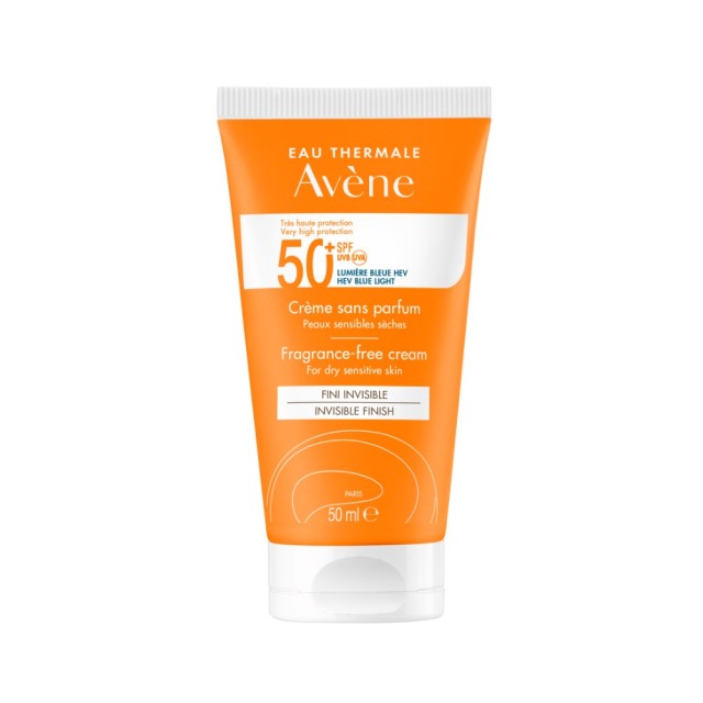 Avene Sun Care Fragrance Free Cream SPF50+ 50ml (Αντηλιακή Κρέμα Προσώπου Χωρίς Άρωμα για Ξηρή Ευαίσθητη Επιδερμίδα)