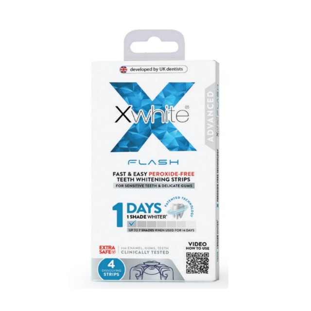 XWhite Flash 1 Day 4ταινίες (Επαγγελματικές Ταινίες Λεύκανσης Δοντιών για Λεύκανση σε 1 Ημέρα)