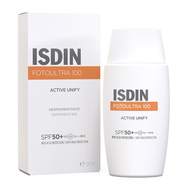 ISDIN Foto Ultra 100 Active Unify Fusion Fluid SPF50+ 50ml (Λεπτόρρευστο Αντηλιακό Προσώπου για Αντιμετώπιση της Υπερμελάγχρωσης)