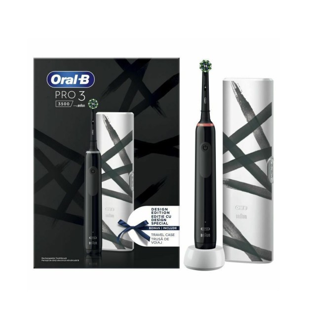 Braun Oral B Pro 3 3500 Special Edition (Ηλεκτρική Οδοντόβουρτσα Μαύρη & Θήκη Ταξιδίου)
