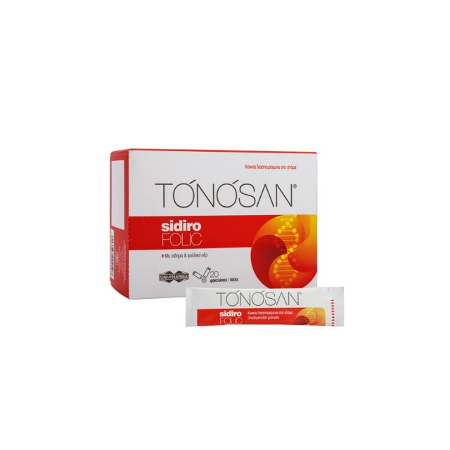 Unipharma Tonosan Sidiro Folic 20sticks (Συμπλήρωμα Διατροφής με Σίδηρο & Φυλλικό Οξύ)