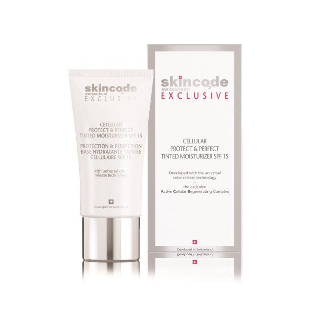 Skincode Exclusive Cellular Protect & Perfect Tinted Moisturizer SPF15 30ml (Λεπτόρρευστη Ενυδατική Κρέμα Ημέρας με Χρώμα)