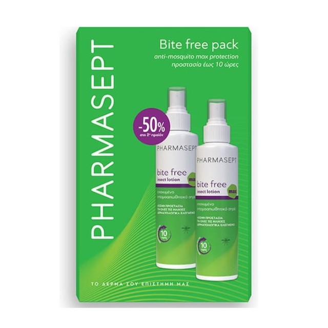 Pharmasept SET Bite Free Insect Max Lotion 2x100ml (ΣΕΤ με 2 Ενισχυμένες Εντομοαπωθητικές Λοσιόν σε Μορφή Σπρέι)