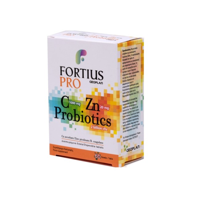 Fortius Pro Vitamin C 1000mg, Zinc 20mg & Probiotics 60tabs (Συμπλήρωμα Διατροφής με Βιταμίνη C, Ψευδάργυρο & Προβιοτικά)