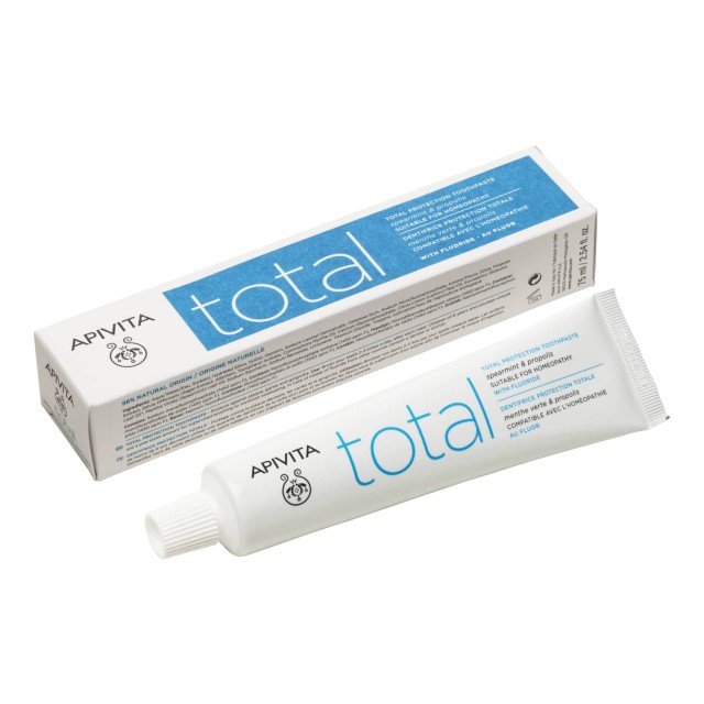 Apivita Toothpaste Total Protection with Spearmint & Propolis 75ml (Οδοντόκρεμα με Δυόσμο & Πρόπολη)