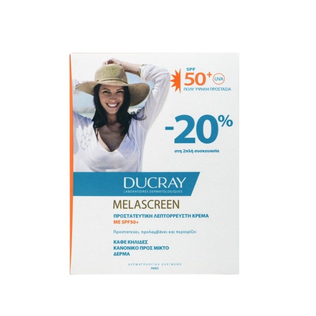 Ducray Melascreen Protective Anti-Spots Fluid SPF50+ 2x50ml (Λεπτόρρευστη Αντηλιακή Κρέμα Κατά των Κηλίδων για Κανονική/Μικτή Επιδερμίδα)