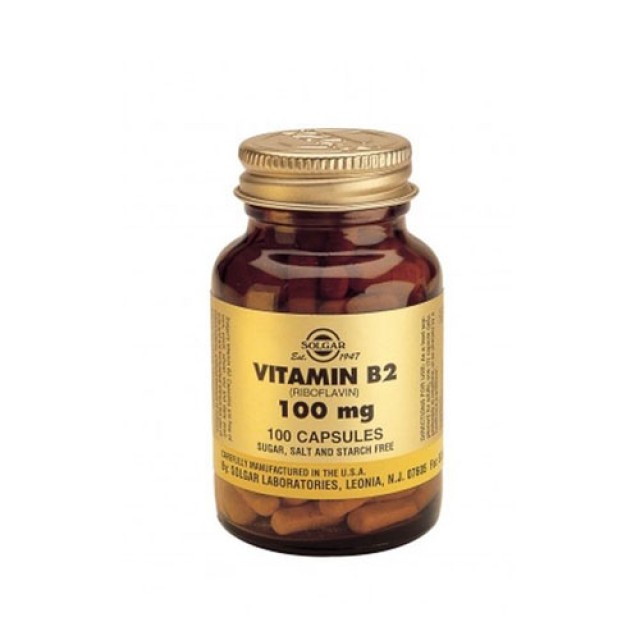 Solgar Vitamin B2 100mg 100vegetarian caps (Σίδηρος - Αναιμία - Κυκλοφορικό)