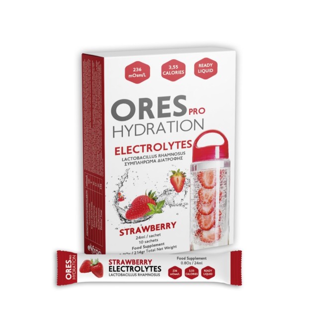 Eifron Ores Pro Hydration Electrolytes Strawberry 10 φακελάκια (Συμπλήρωμα Διατροφής για Επανενυδάτωση του Οργανισμού με Γεύση Φράουλα)