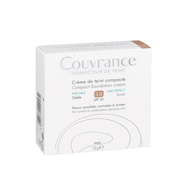 Avene Couvrance Compact Fini Mat Sable 3.0 SPF30 10gr (Make Up σε Κρεμώδη Υφή)