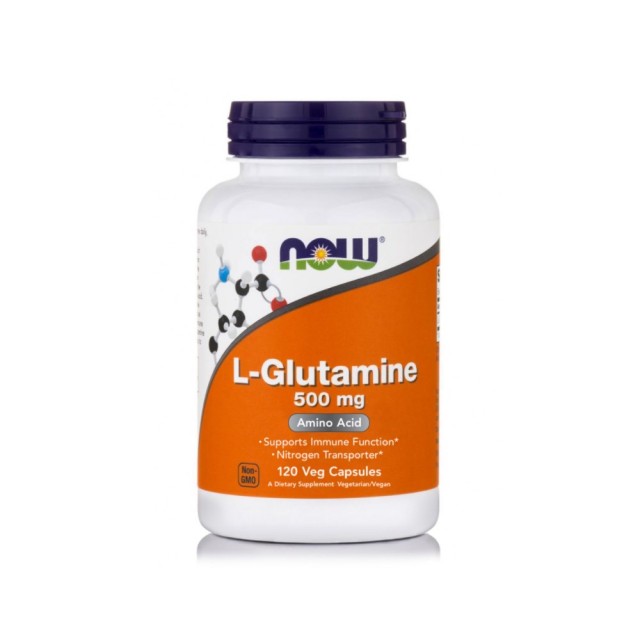 Now Foods L-Glutamine 500mg 120caps (Συμπλήρωμα Διατροφής Γλουταμίνη)