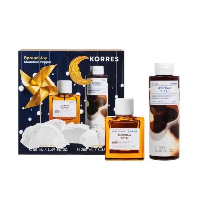 Korres SET Spread Joy Mountain Pepper (ΣΕΤ με Ανδρικό Άρωμα & Ανδρικό Αφρόλουτρο με Περγαμόντο, Κόλιανδρο, Πορτοκάλι & Δενδρολίβανο)