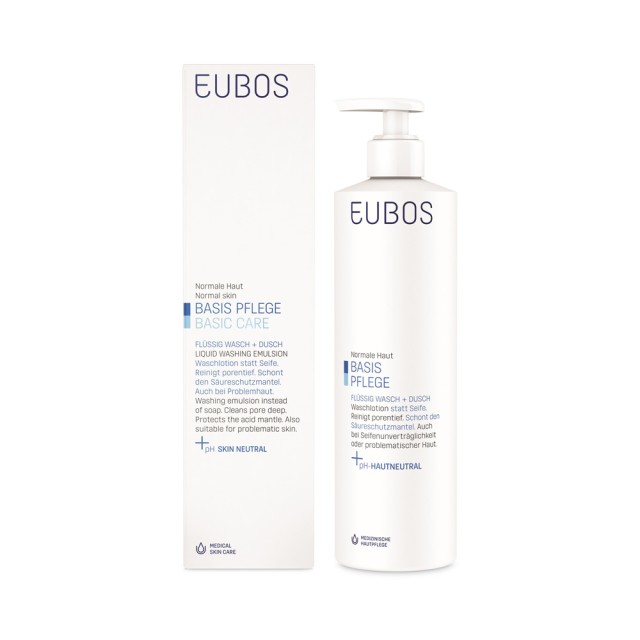 Eubos Basic Care Liquid Washing Emulsion Blue 400ml (Υγρό Καθαρισμού Προσώπου & Σώματος Χωρίς Άρωμα)