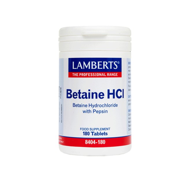 Lamberts Betaine HCI 324mg/Pepsin 5mg (Συμπλήρωμα για την Καλή Λειτουργία του Πεπτικού Συστήματος)