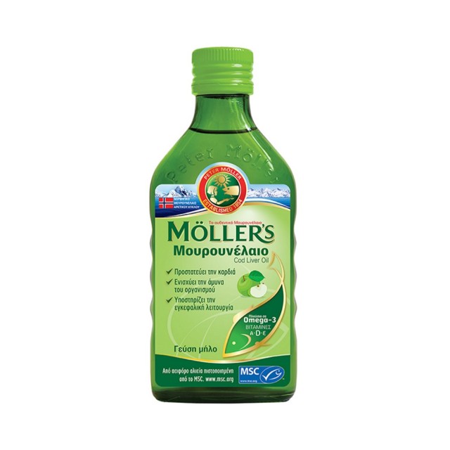 Mollers Cod Liver Oil Apple 250ml (Μουρουνέλαιο με Γεύση Μήλο)