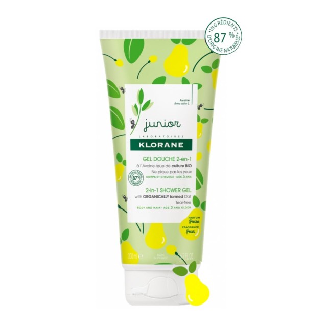 Klorane Junior 2-in-1 Shower Gel Pear 200ml (Παιδικό Αφρόλουτρο 2σε1 με Άρωμα Αχλάδι)