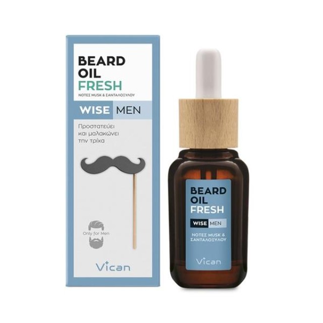 Vican Wise Man Beard Oil Fresh 30ml (Λάδι για την Γενειάδα του Άνδρα με Άρωμα Σανταλόξυλου) 