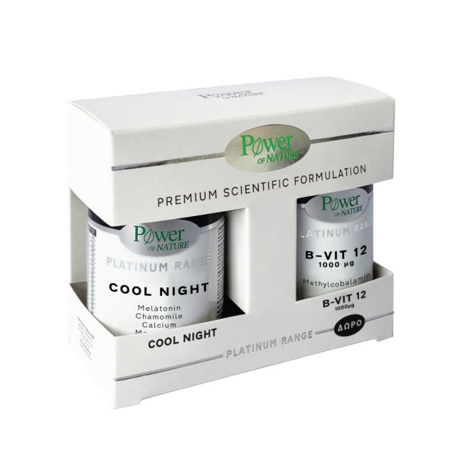 Power Health Platinum SET Cool Night 30caps & ΔΩΡΟ B-Vit 12 100mg 20tabs (ΣΕΤ Συμπληρωμάτων Διατροφής για Βελτίωση του Ύπνου & Φυσιολογική Λειτουργία του Νευρικού Συστήματος)