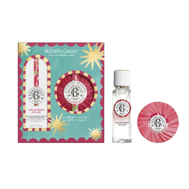 Roger & Gallet SET Gingembre Rouge Wellbeing Fragrant Water 30ml & ΔΩΡΟ Gingembre Rouge Wellbeing Soap 100gr (ΣΕΤ με Άρωμα & ΔΩΡΟ Αναζωογονητικό Σαπούνι Ροζ Βατόμουρο - Τζίντζερ - Μοσχολίβανο)
