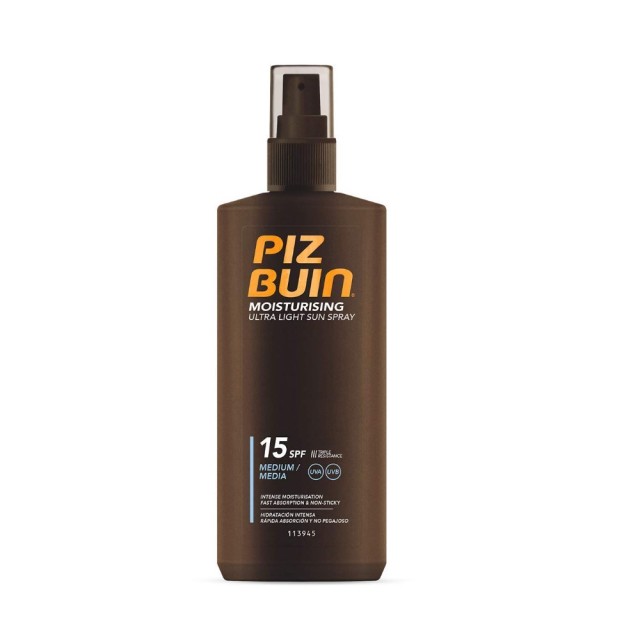 Piz Buin Moisturising Ultra Light Sun Spray SPF15 200ml (Αντηλιακό Σπρέι Σώματος Μεσαίας Προστασίας)