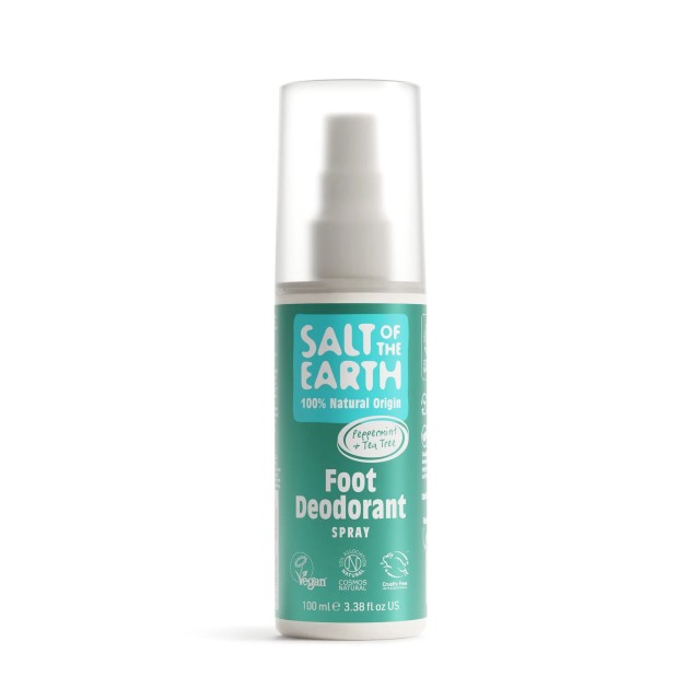 Salt Of The Earth Vegan Natural Foot Deodorant Spray Peppermint & Tea Tree 100ml