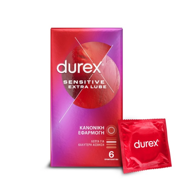 Durex Sensitive Extra Lube 6τεμ (Πολύ Λεπτά Προφυλακτικά για Καλύτερη Αίσθηση με Έξτρα Λιπαντικό)