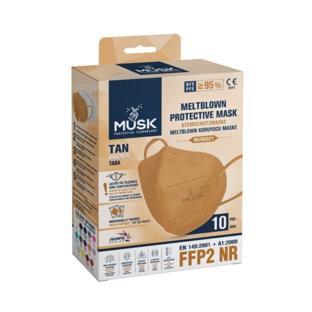 Musk FFP2 NR 5-Layer Filtering Protective Mask 10τεμ (Μάσκες Ενισχυμένης Προστασίας Ταμπά)