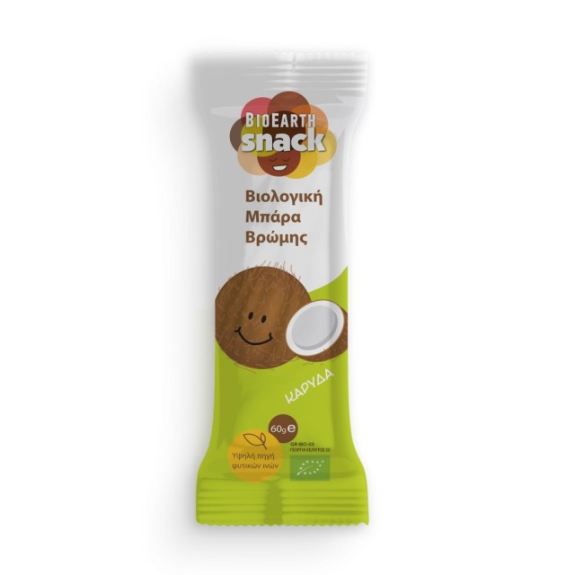 Bioearth Snack Coconut Oat Bar 60gr (Μπάρα Βρώμης Κακάο-Καρύδα)
