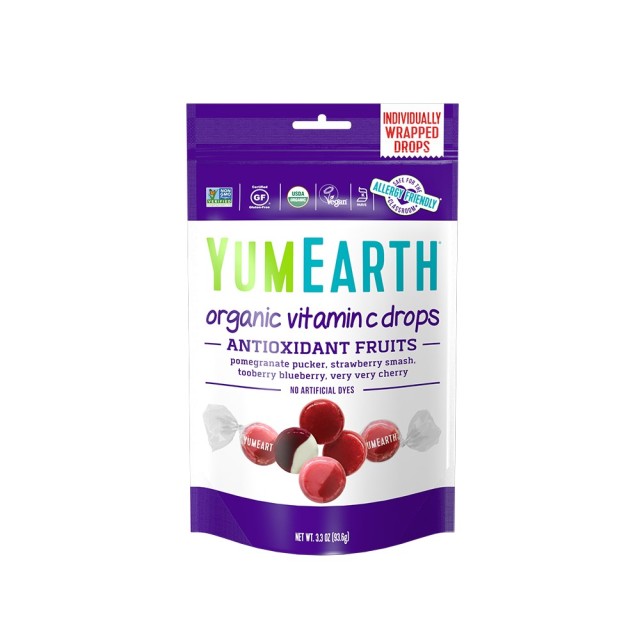 Yumearth Organic Drops Vitamin C Antioxidant Fruit Drops (Βιολογικά Καραμελάκια Φρούτων με Βιταμίνη C)