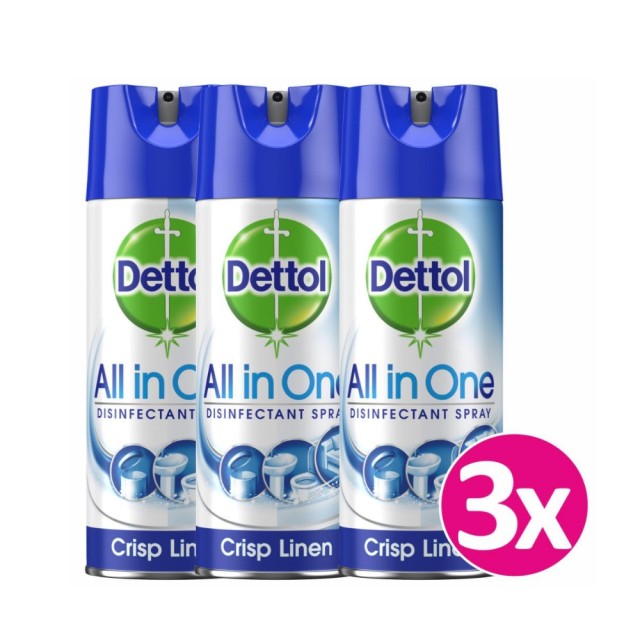 Dettol All in One Disinfectant Spray Crisp Linen 3x400ml