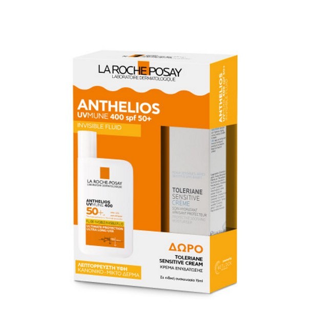 La Roche Posay Anthelios UVMUNE 400 lnvisible Fluid SPF50+ 50ml & Gift Toleriane Sensitive Cream 15ml