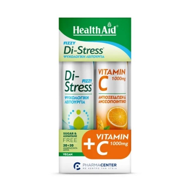 Health Aid SET Di-Stress Fizzy 20tabs & Vitamin C 1000mg 20tabs