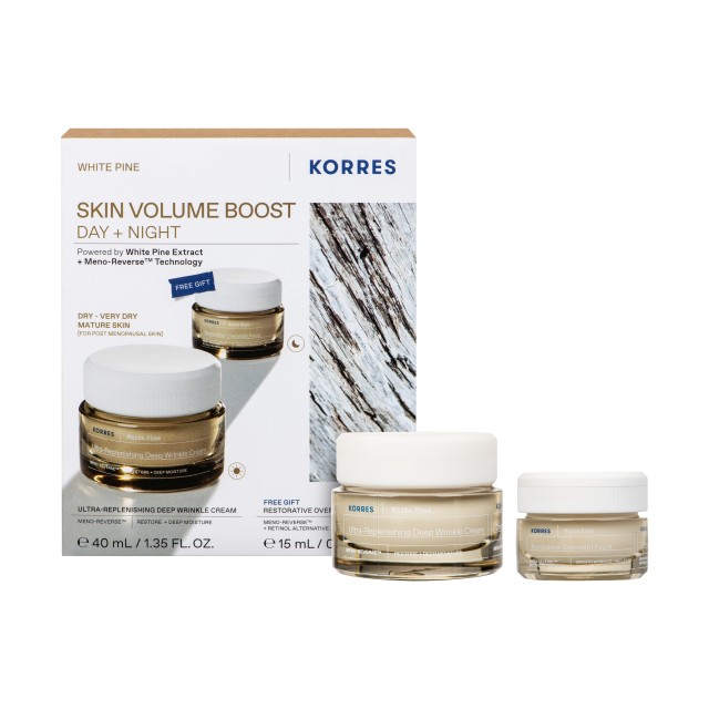Korres White Pine SET Ultra-Replenishing Deep Wrinkle Cream 40ml & ΔΩΡΟ Restorative Overnight Facial 15ml (ΣΕΤ Περιποίησης της Ώριμης Επιδερμίδας στην Εμμηνόπαυση - Ξηρή/Πολύ Ξηρή)