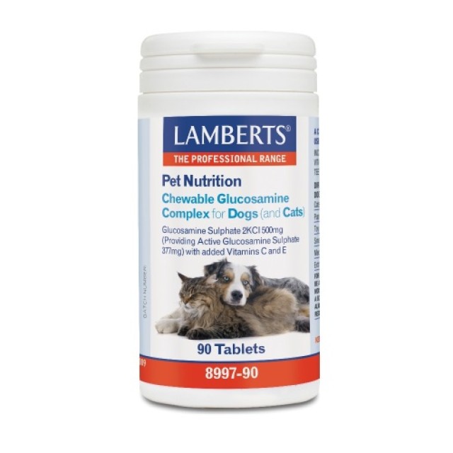 Lamberts Pet Nutrition Chewable Glucosamine Complex For Dogs & Cats 90tabs (Συμπλήρωμα Διατροφής με Γλουκοζαμίνη για Σκύλους & Γάτες) 