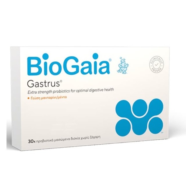 BioGaia Gastrus 30tabs (Προβιοτικά Μασώμενα Δισκία με Γεύση Μανταρίνι/Μέντα)