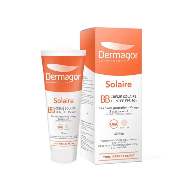 Dermagor Solaire BB Tinted Cream SPF50+ Beige Clair 40ml (Αντηλιακή Κρέμα Προσώπου & Λαιμού με Χρώμα)