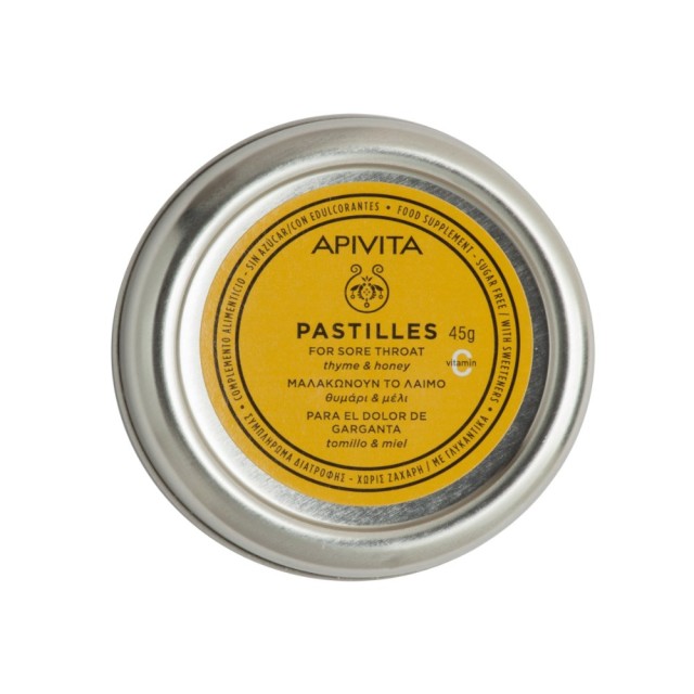 Apivita Pastilles Honey & Thyme 45gr (Καραμέλες για το Λαιμό & το Βήχα με Θυμάρι & Μέλι)