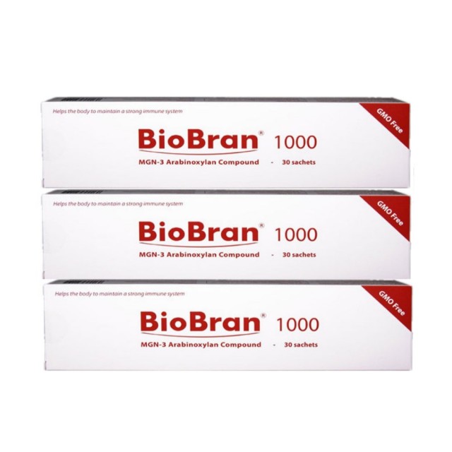 BioBran 1000mg MGN-3 Arabinoxylan 3x30 sachets (Συμπλήρωμα Διατροφής με Σύμπλεγμα Αραβινοξυλάνης Πίτουρου Ρυζιού για Ενίσχυση του Ανοσοποιητικού)